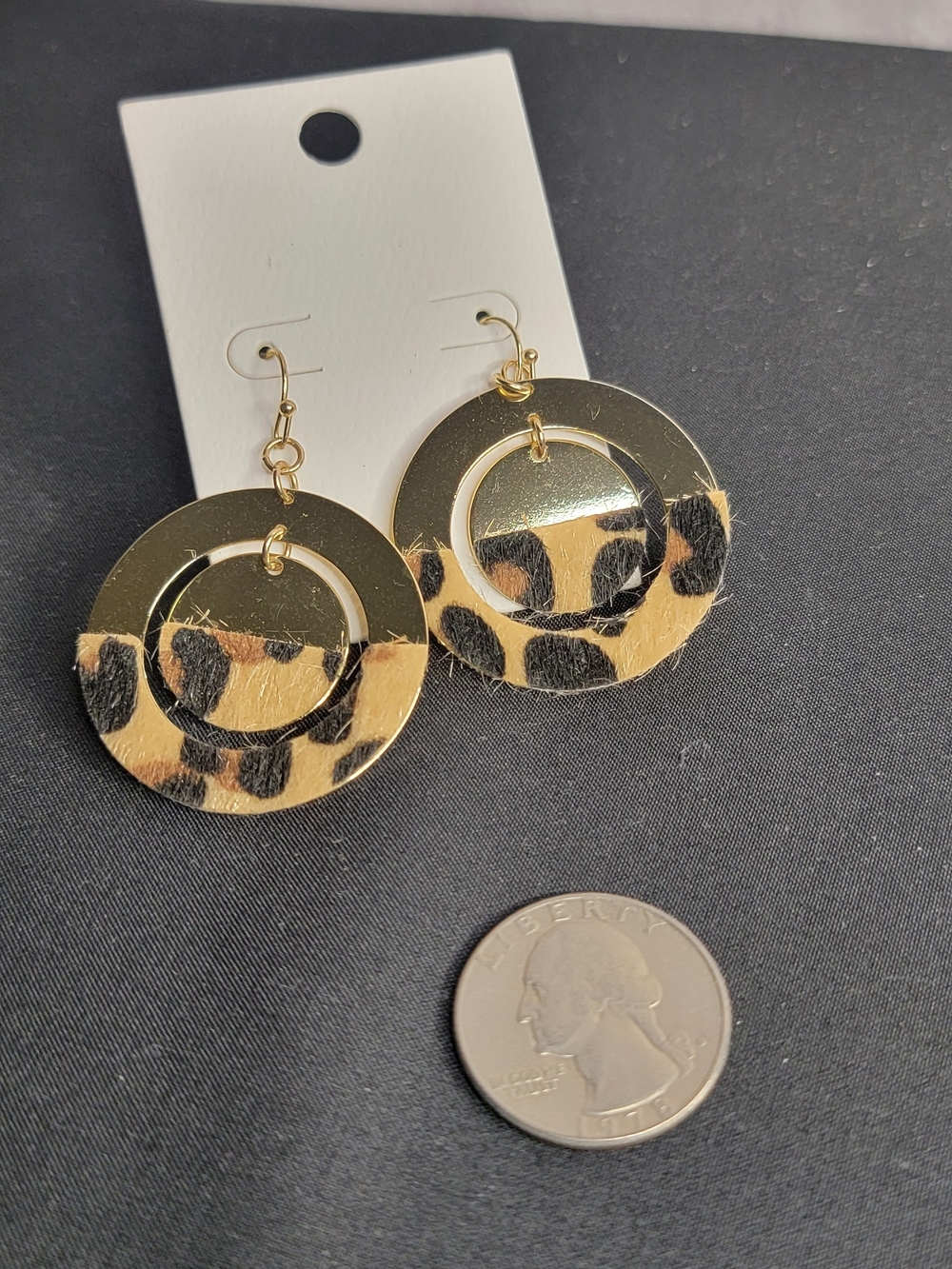 Gold Leopard Print Hoop Drop Earrings - Women Jewelry